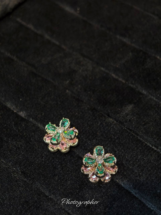 Premium Floral Crystal Pendant & Earring Set