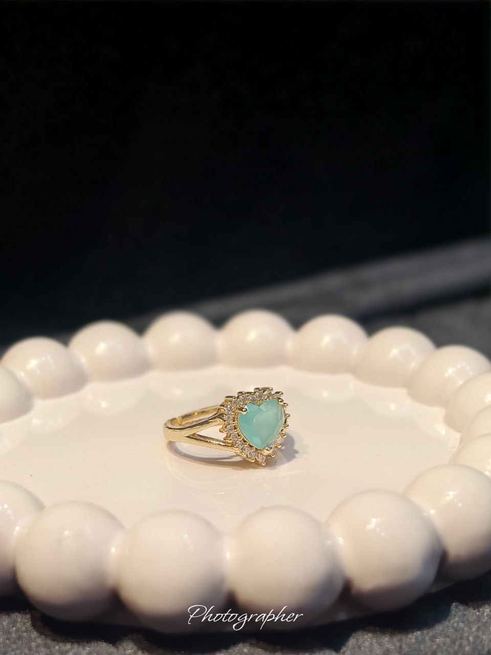 Aqua Heart Adjustable Ring