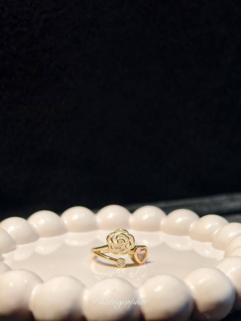 Rosé Bloom Heart Ring
