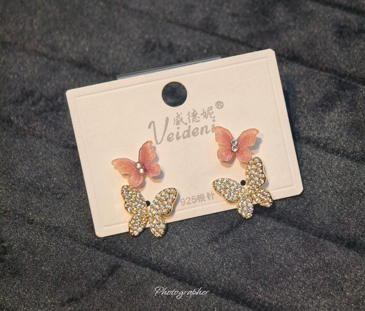 🦋 Double Butterfly Zircon Earrings