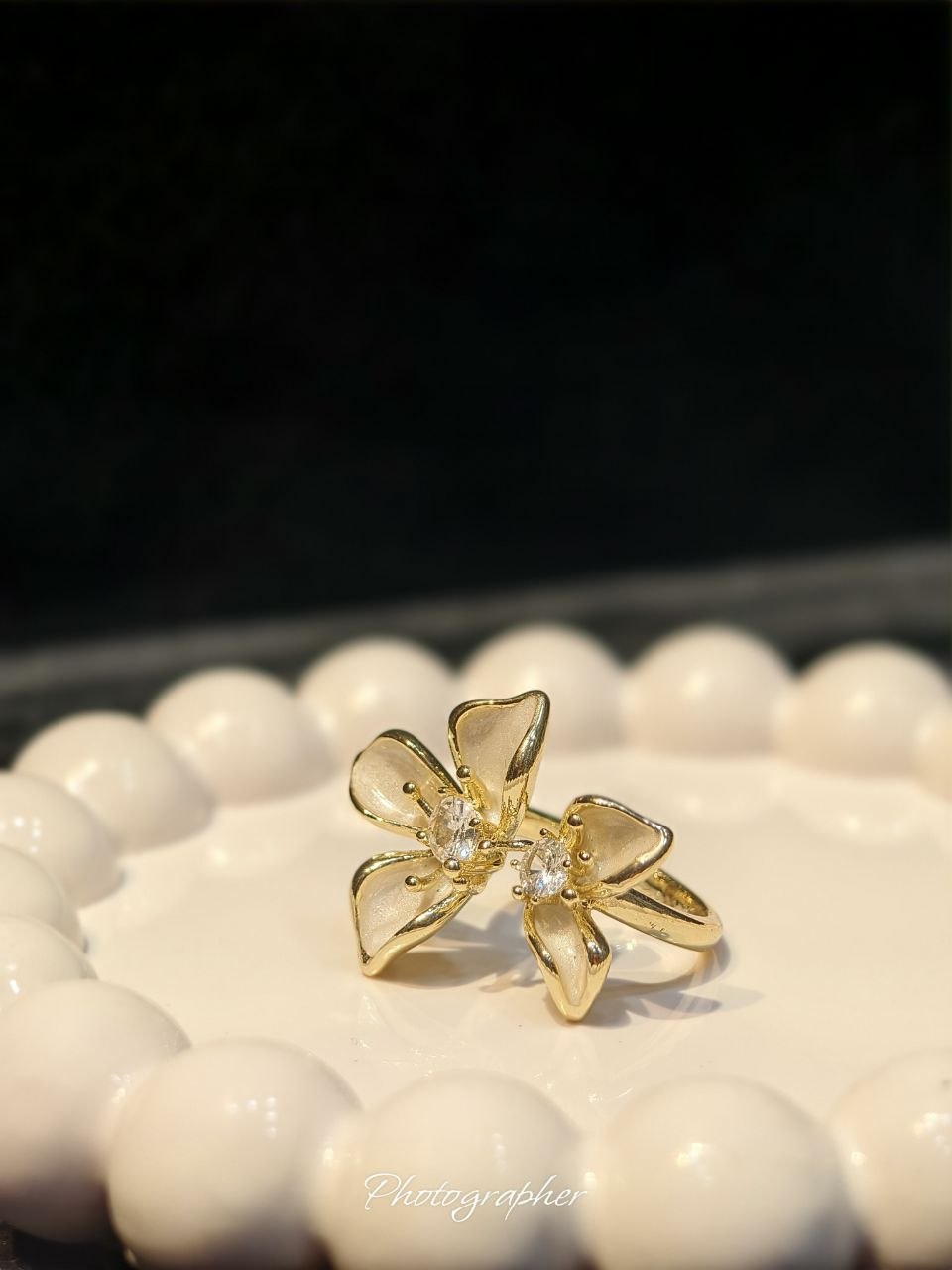 Luxe Bloom Zircon Adjustable Ring