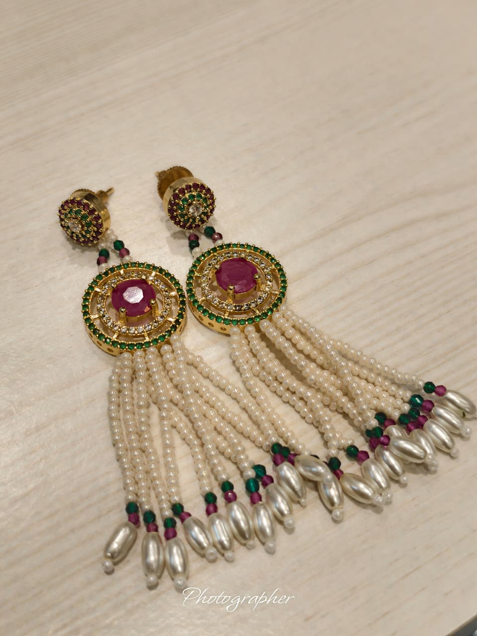 Handmade Nizami Pearl CZ Earrings
