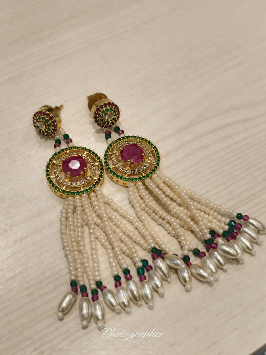 Handmade Nizami Pearl CZ Earrings