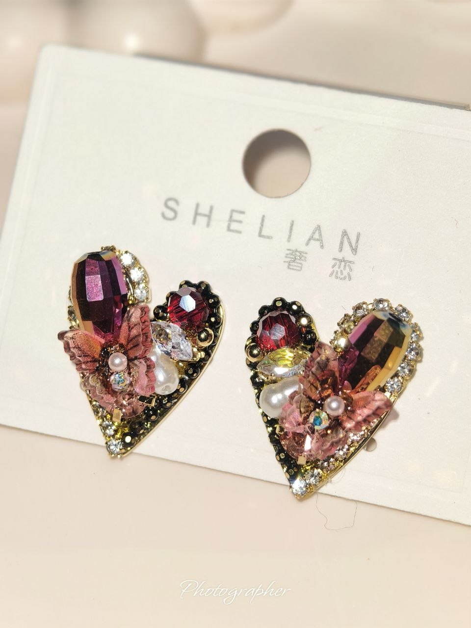 Handmade Multi Crystal Heart Earring