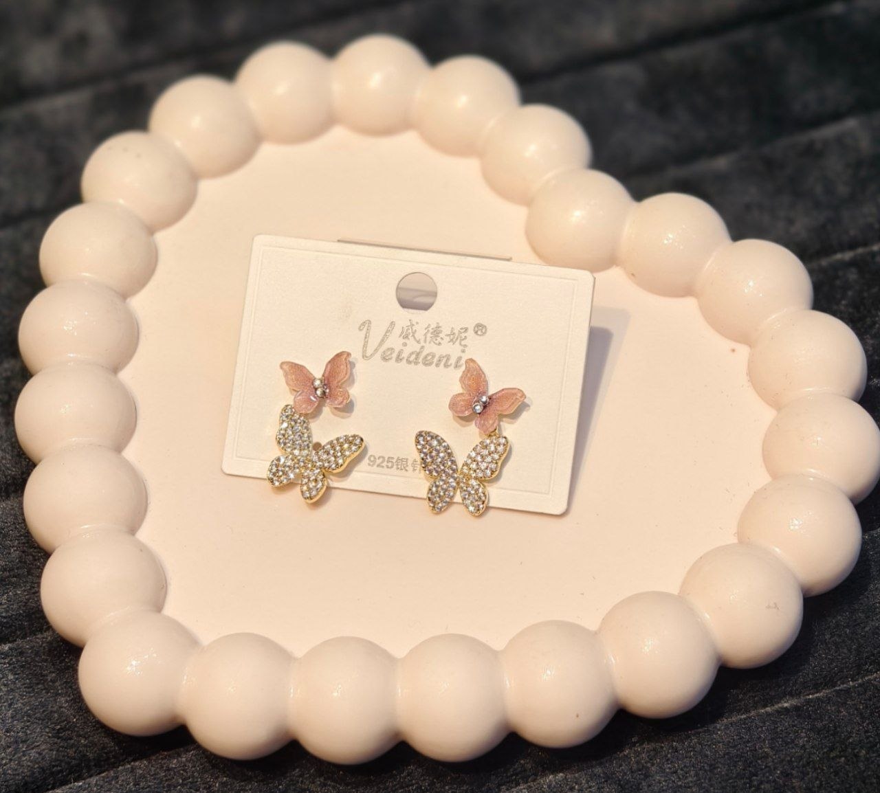 🦋 Double Butterfly Zircon Earrings