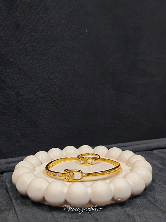 Premium Zircon Loop Bangle & Ring Combo Anti Tarnish