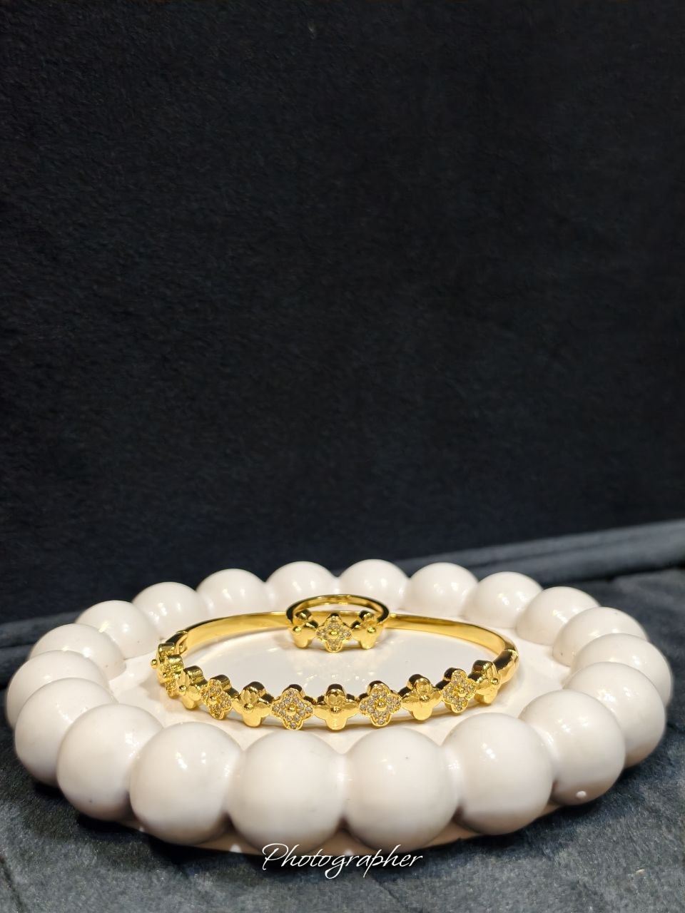 Premium Zircon Floral Bangle & Ring Combo Anti Tarnish