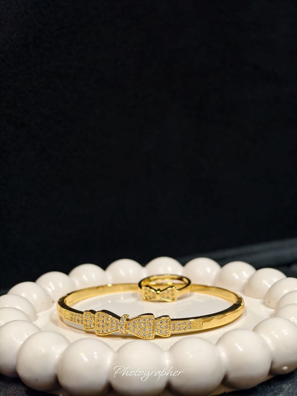 Premium Zircon Bow Bracelet & Ring Combo Anti Tarnish