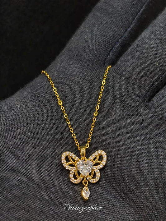 Premium Butterfly Zircon Pendant Anti Tarnish