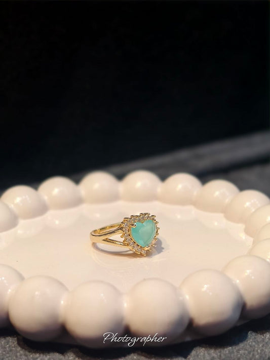 Aqua Heart Adjustable Ring