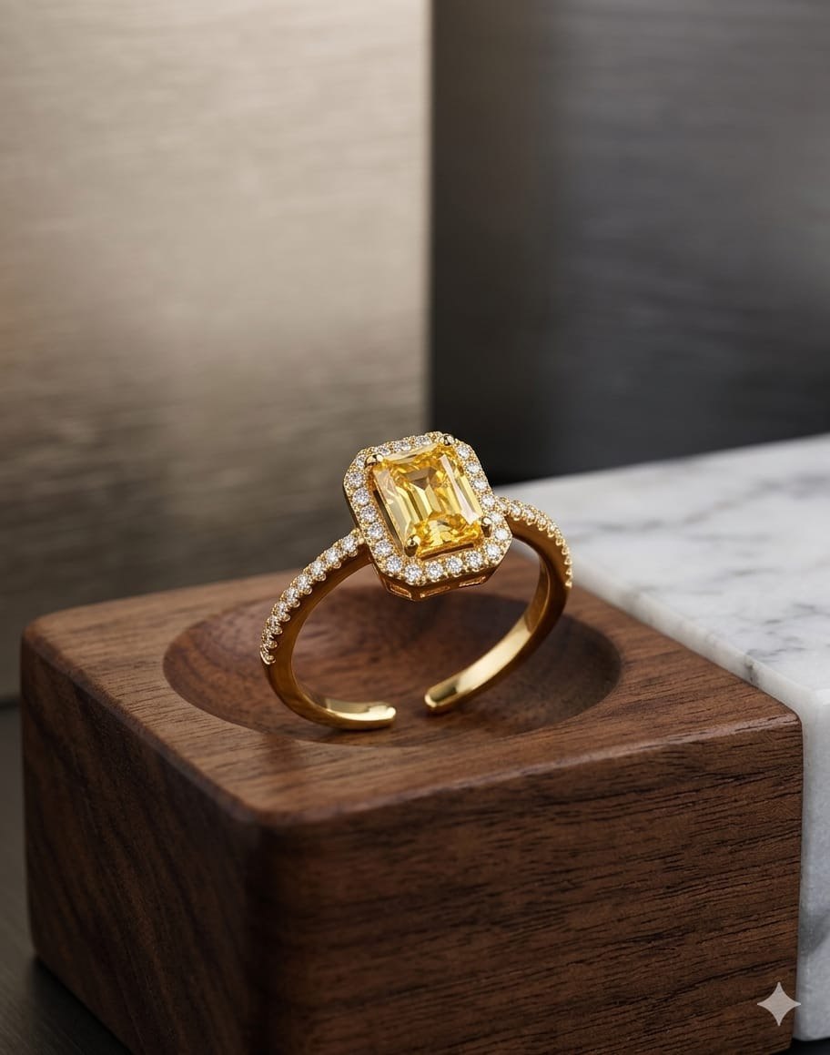Golden Solitaire Zircon Ring