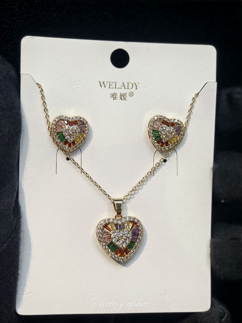 WELADY Multi Colour Zircon Heart Set