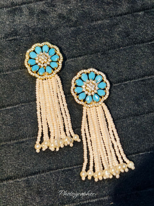 Silver Pearl Tassel Earrings