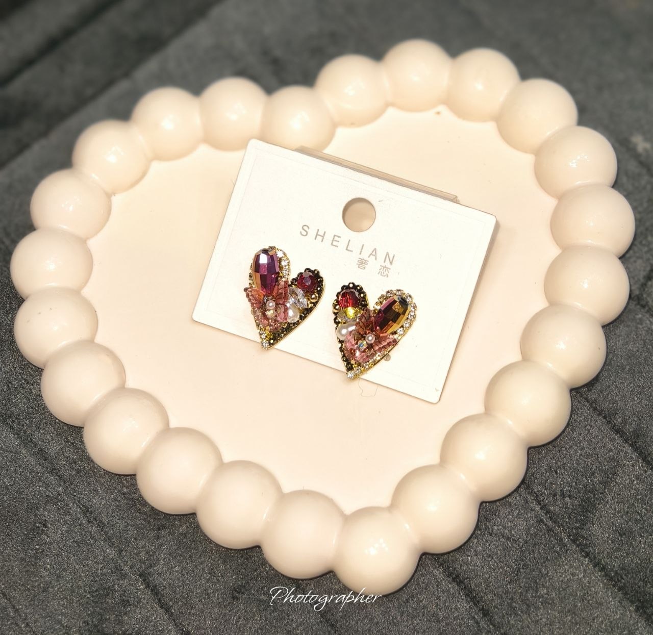 Handmade Multi Crystal Heart Earring