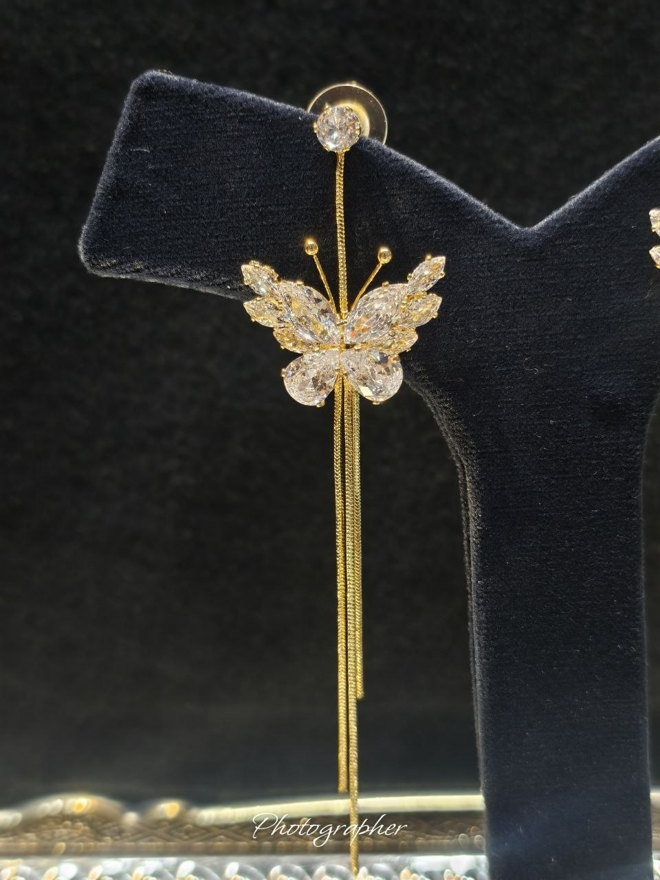 Crystal Butterfly Drape Earrings