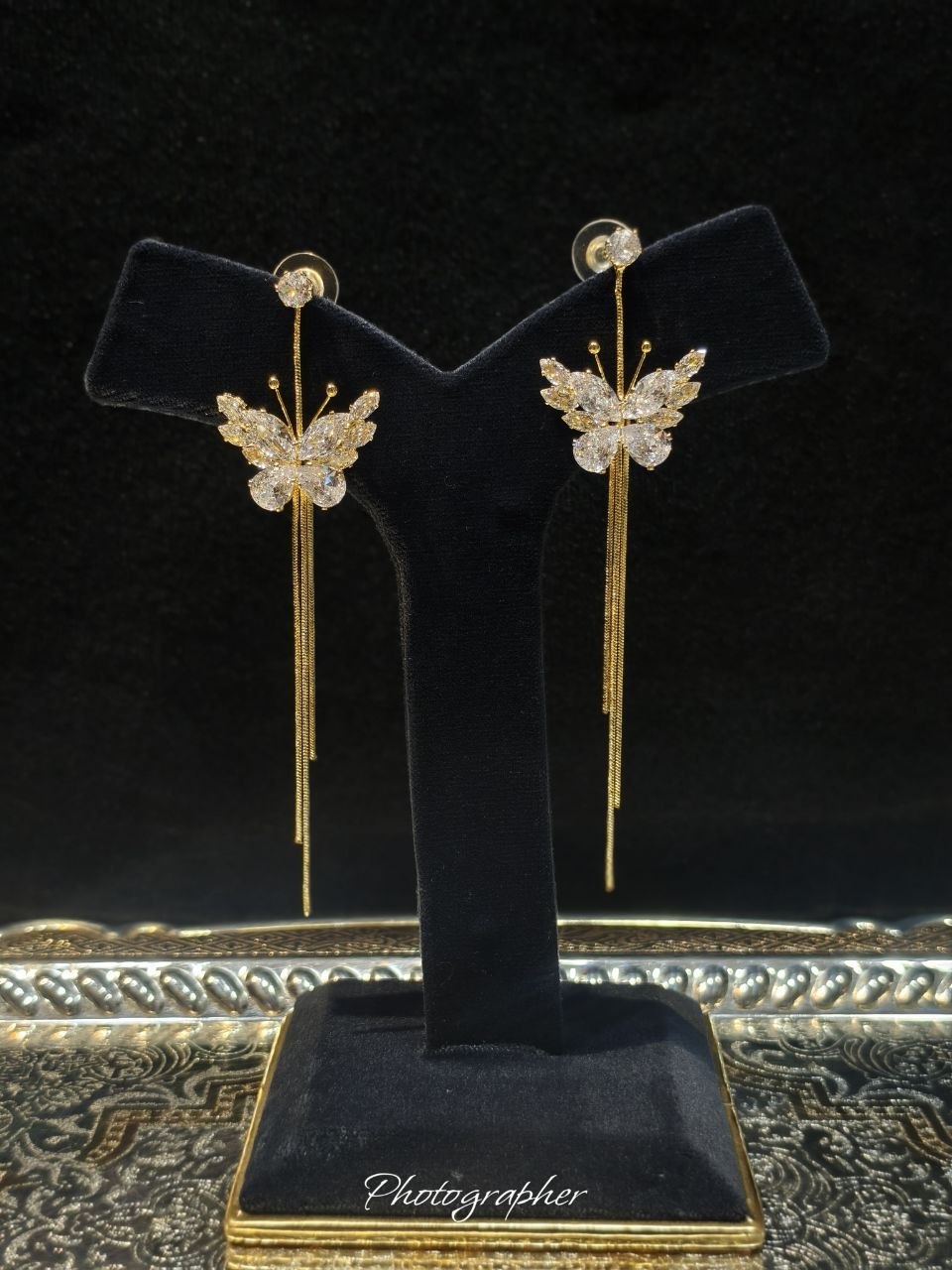 Crystal Butterfly Drape Earrings