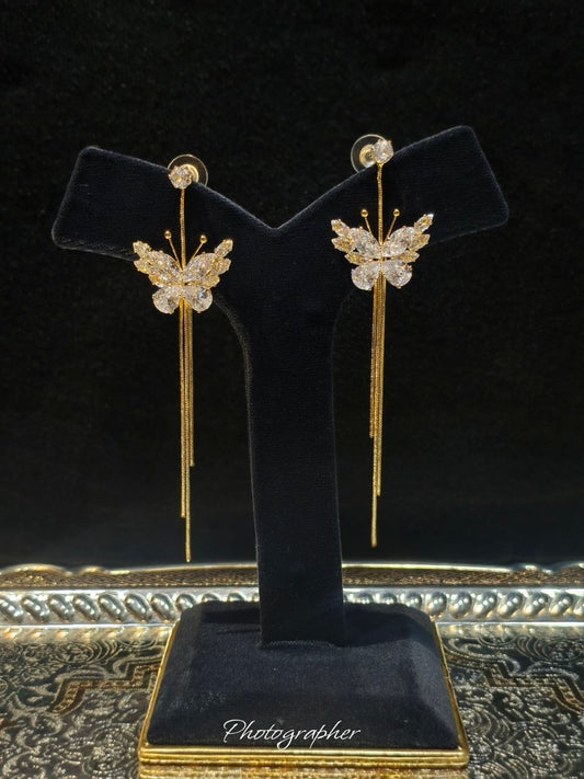 Crystal Butterfly Drape Earrings