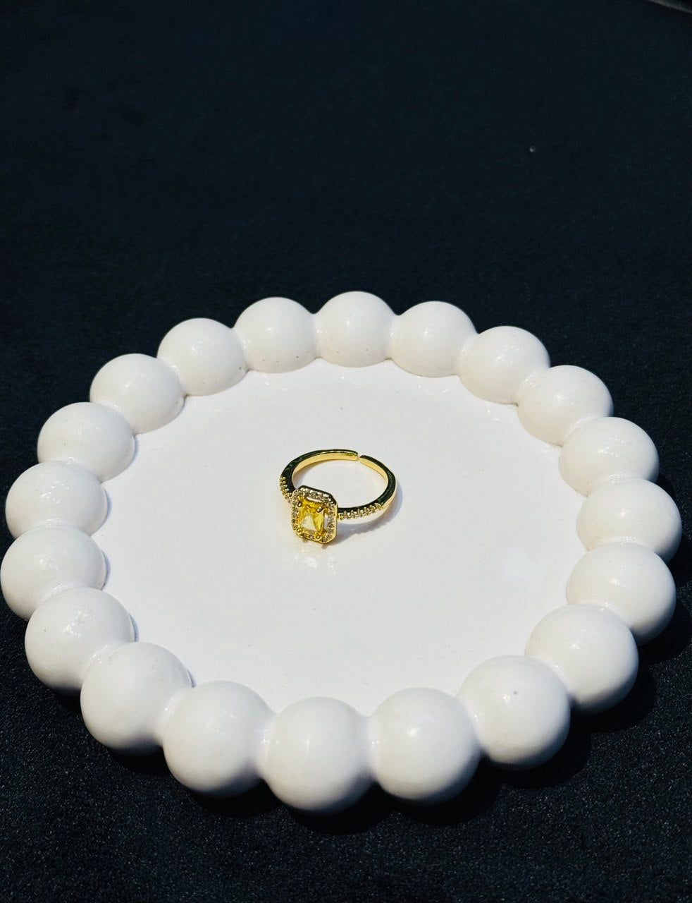 Golden Solitaire Zircon Ring