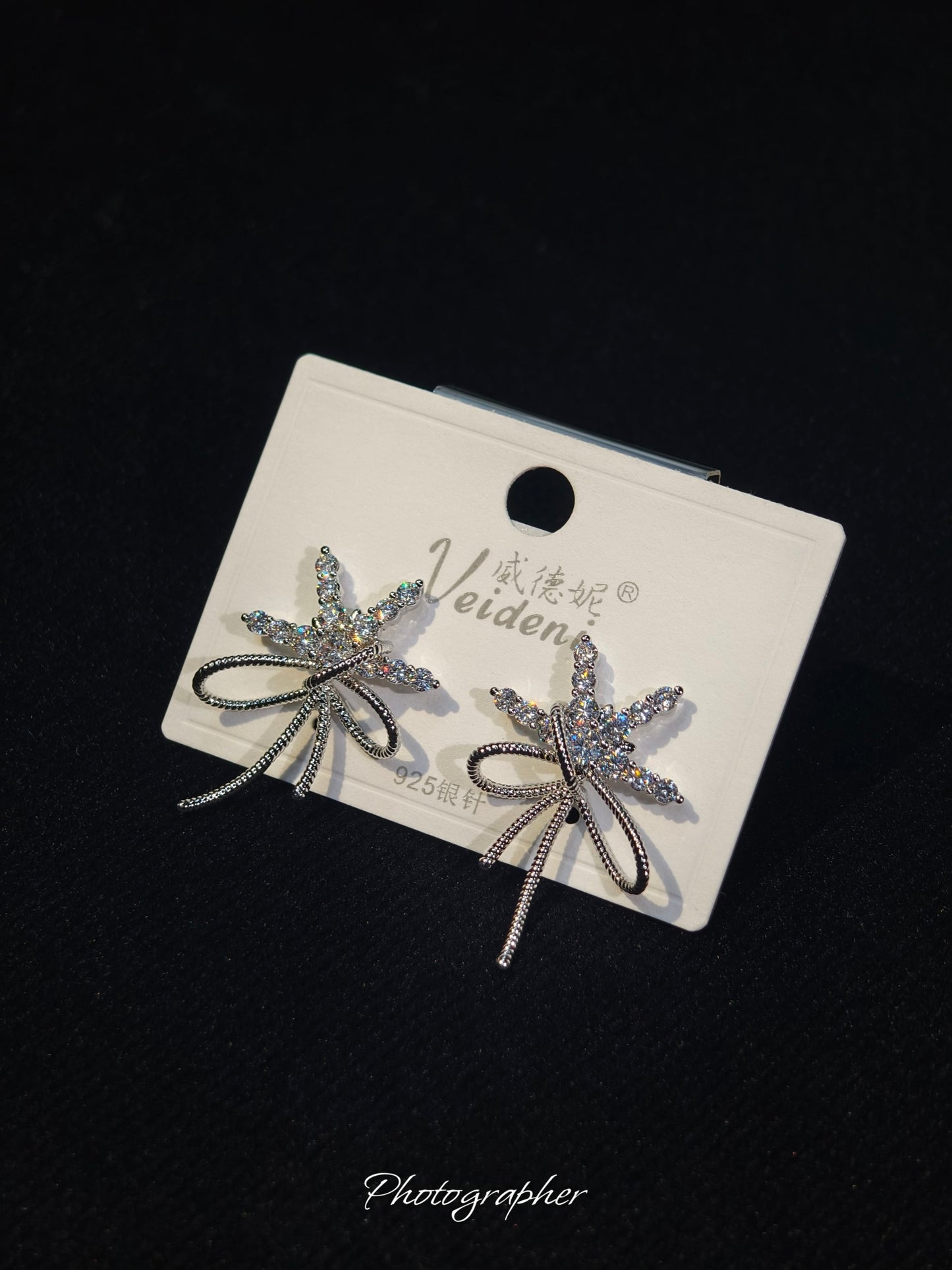 925 Silver Snowflake Zircon Crystal Stud Earrings