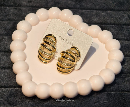 Multi Layer Gold Hoop Stud Earrings