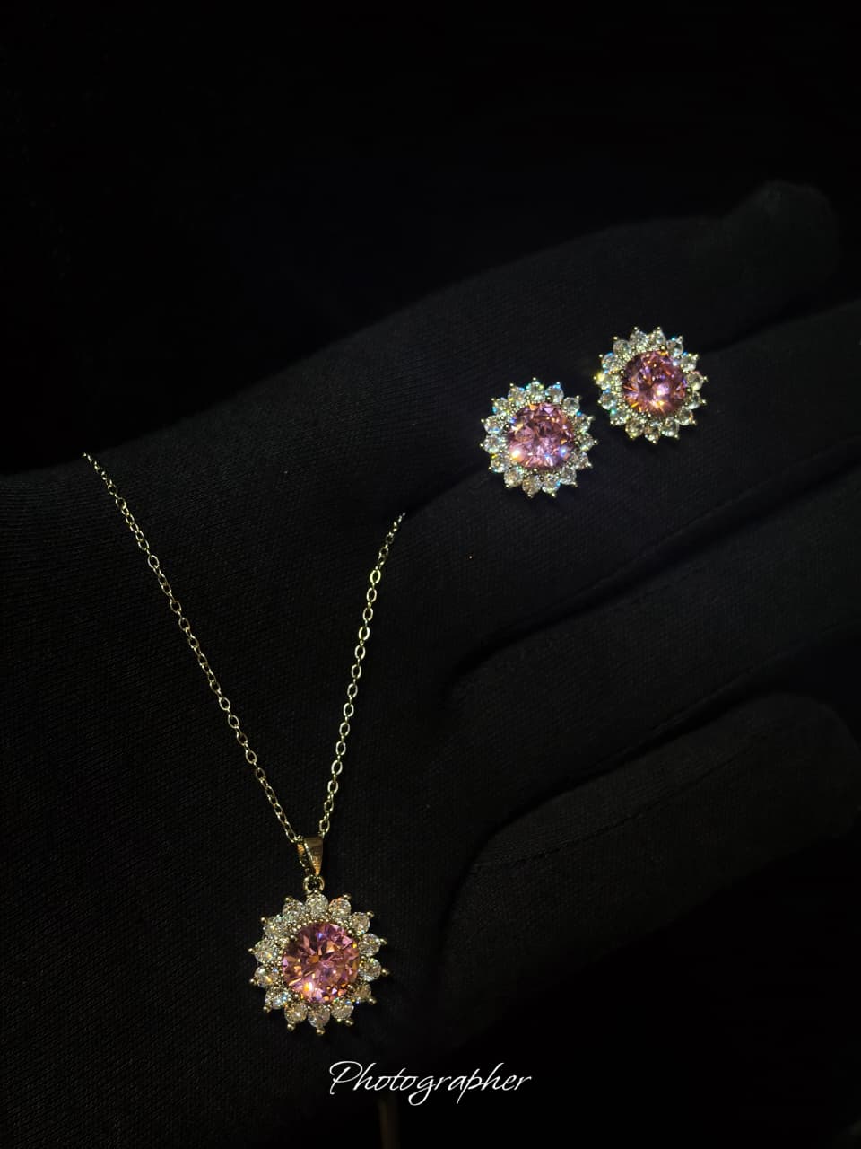 Pink Blossom Pendant & Earring Set