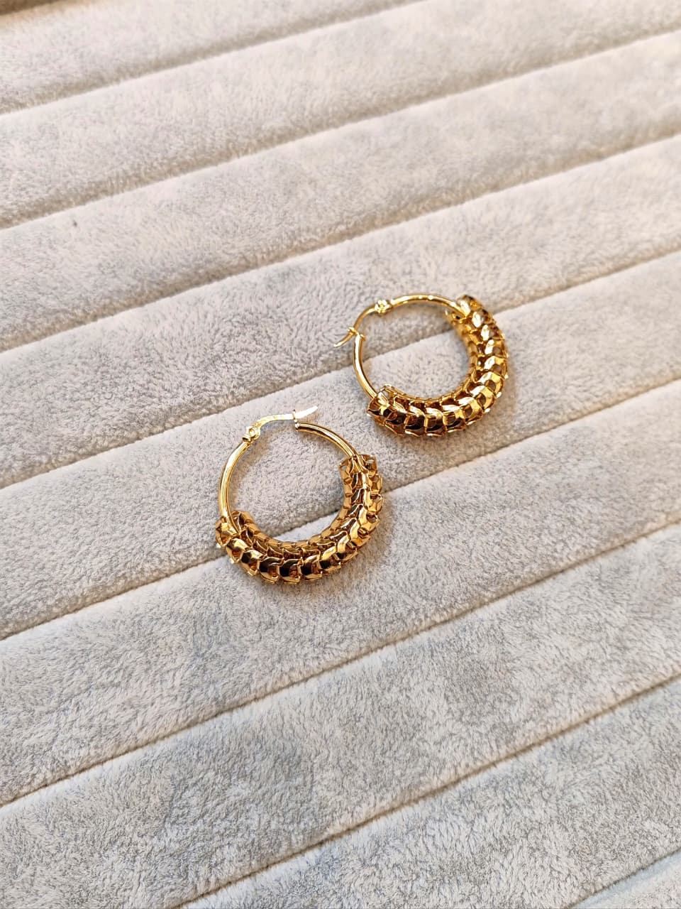 Chunky Gold Textured Hoop Earrings