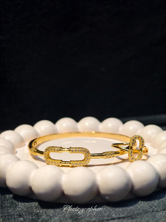 Anti tarnish bracelet with ring combo