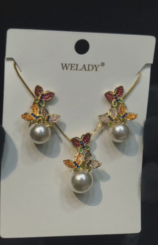 Butterfly Pearl Anti Tarnish Set