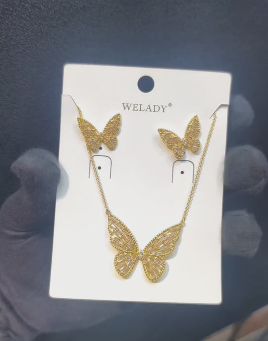 🦋 Butterfly Anti Tarnish Locket Set