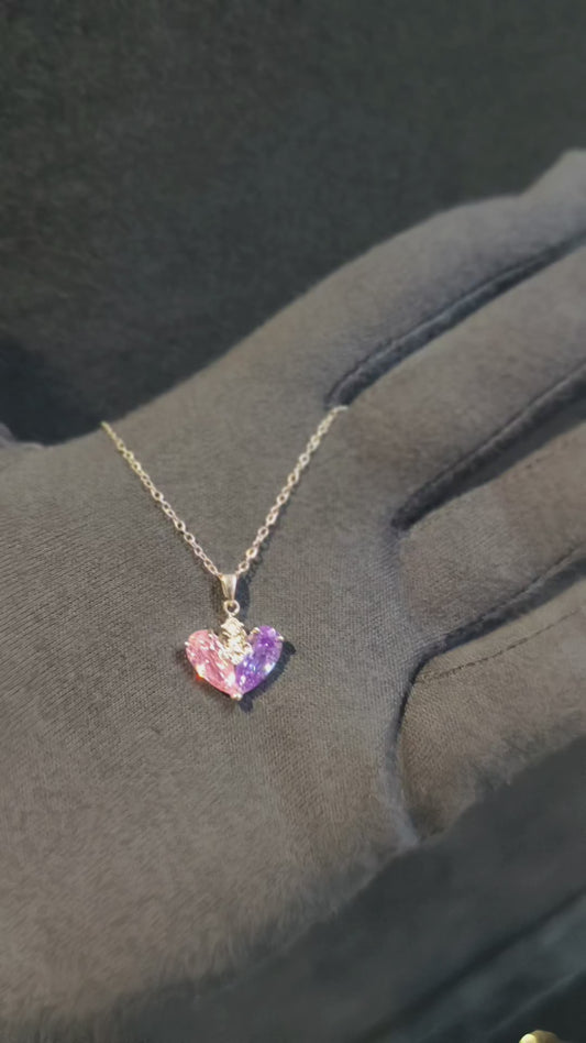 Premium Aurora Heart Zircon Pendant Anti Tarnish
