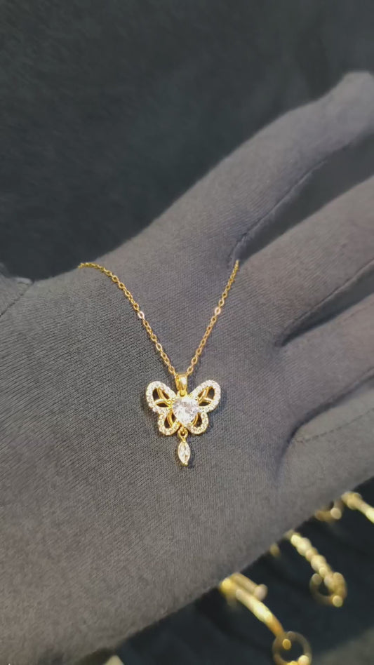 Premium Butterfly Zircon Pendant Anti Tarnish