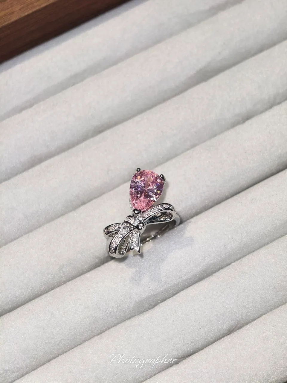 Pink Zircon Bow Ring 💗
